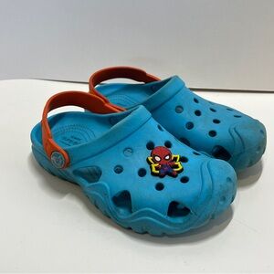 Kids Crocs Swiftwater Clog Boys Size 13 Blue & Orange Strap Rubber Sandals